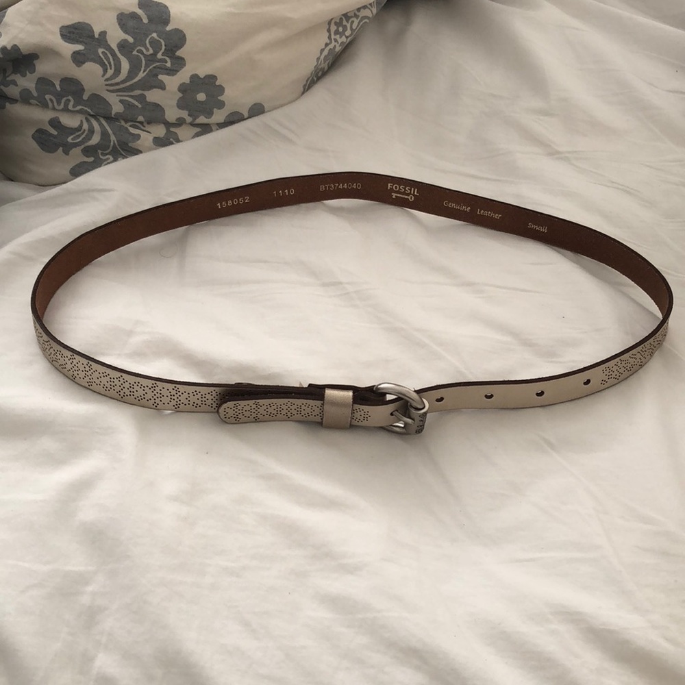 Silver/Gold Belt from Fossil - Genuine Leather - Size Small